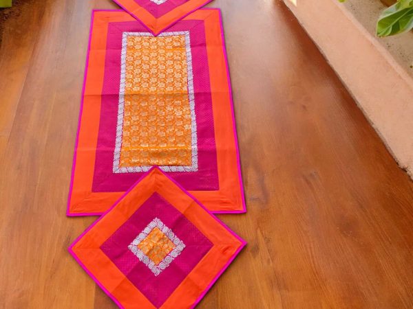 Orange Maroon Yellow Runner Aasan Set