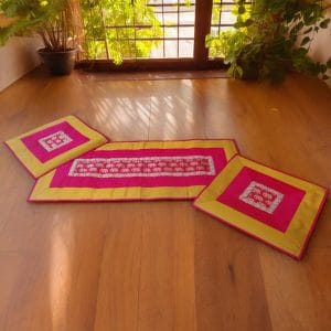 Small Yellow Pink Elephant Design Runner Aasan set 9