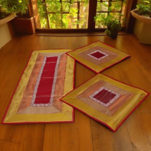 Small Yellow Red Runner Aasan Set Design 2