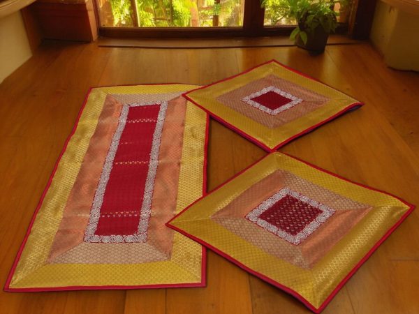 Small Yellow Red Runner Aasan Set Design 2