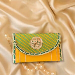 green yellow lehriya hand cluthces