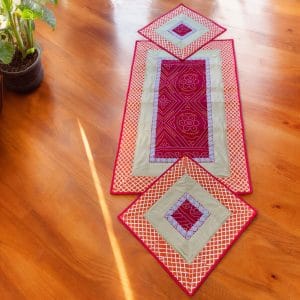 orange red bandhani small runner set