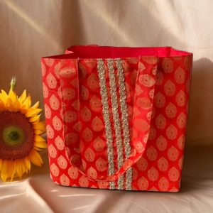 red banarasi bag