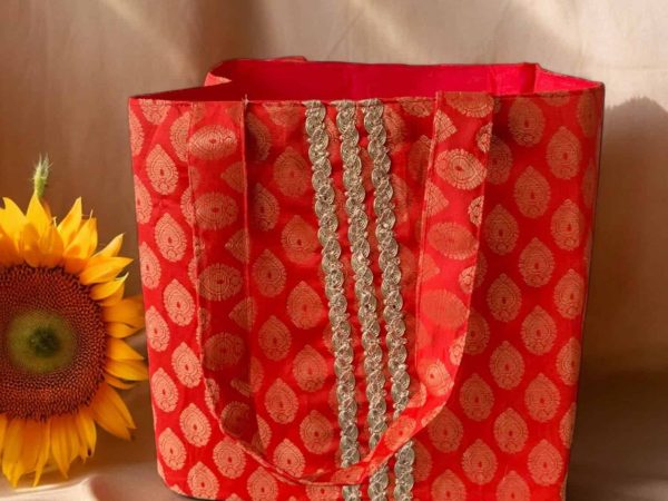 red banarasi bag