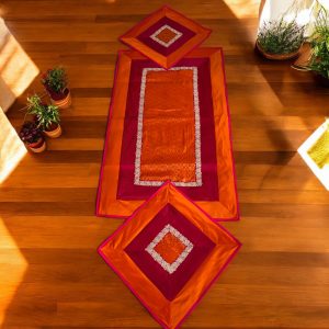 Orange and Red Festive Runner Aasan Set