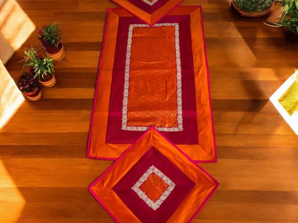 Orange and Red Festive Runner Aasan Set