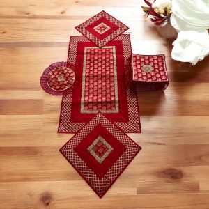 Runner Aasan Combo Set of 3 in Maroon Color with Elephant Gota Design