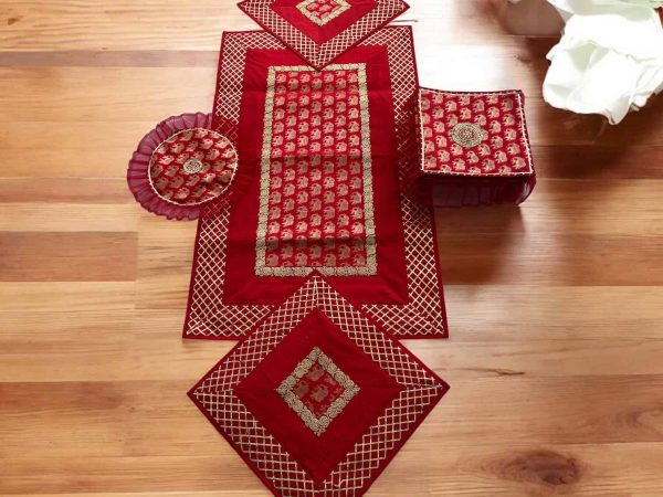 Runner Aasan Combo Set of 3 in Maroon Color with Elephant Gota Design