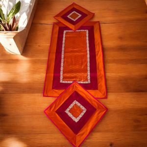Magenta Orange Runner Aasan Set