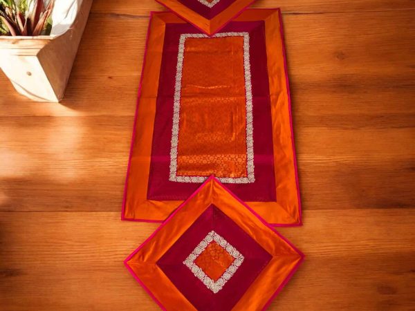 Magenta Orange Runner Aasan Set