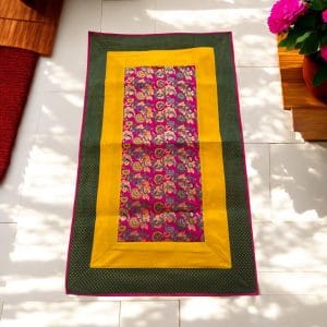 Pink Yellow Runner With Flower Design
