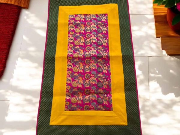 Pink Yellow Runner With Flower Design