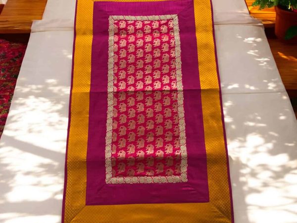 Shiny Magenta Runner With Elephant Design