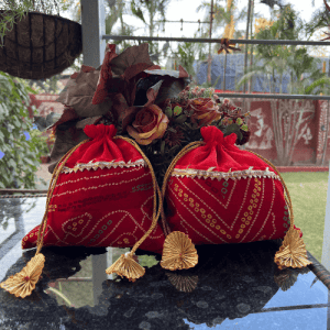 Bold Red Bandhani Potli