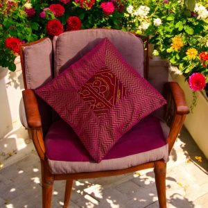 Crimson Red Bandhani Print Cushion Cover