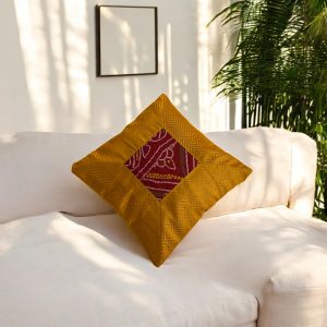 Golden Brown Bandhani Print Cushion Cover