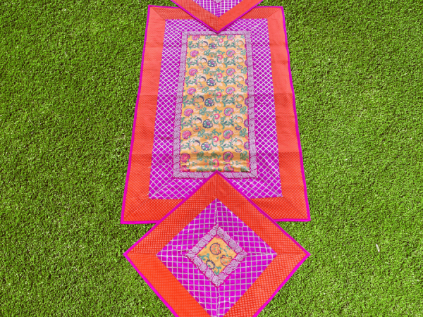 Beautiful orange and Pink Runner and Aasan