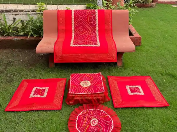 Cherry Red Runner Aasan Combo Set of 3
