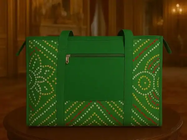 Green Bandhani Weekender Bag