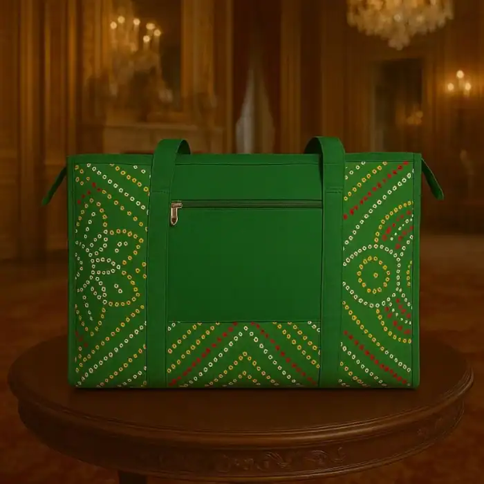 Green Bandhani Weekender Bag
