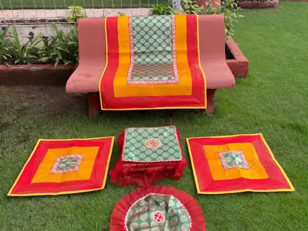Mustard Yellow & Mehendi Green Runner Aasan Combo Set of 3