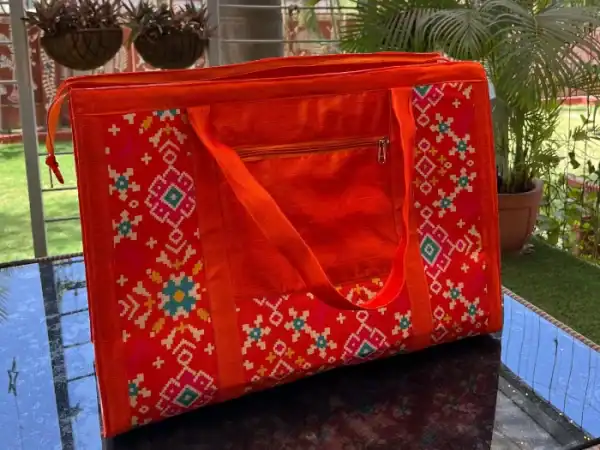 Orange Printed Weekender Bag