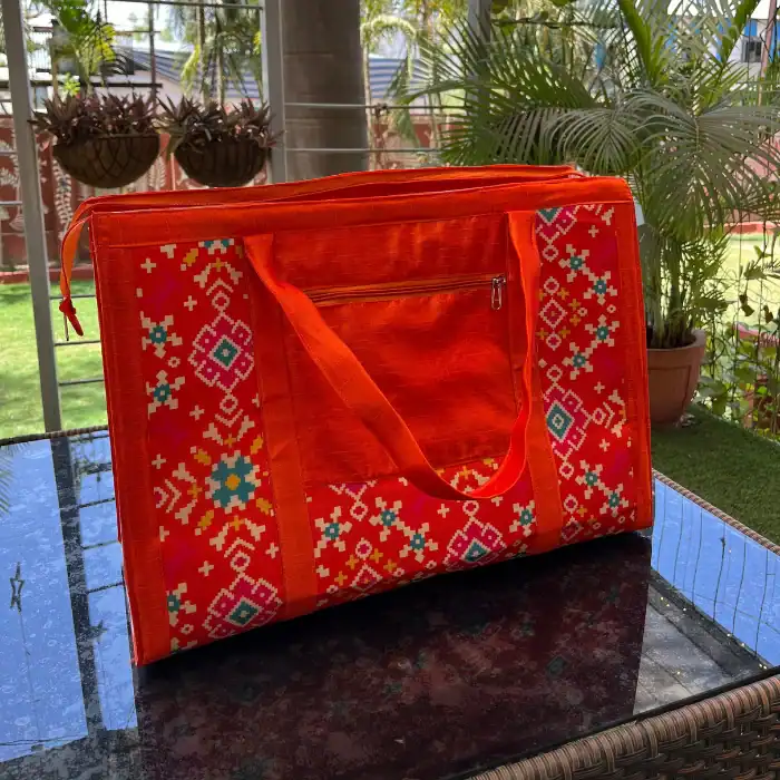 Orange Printed Weekender Bag