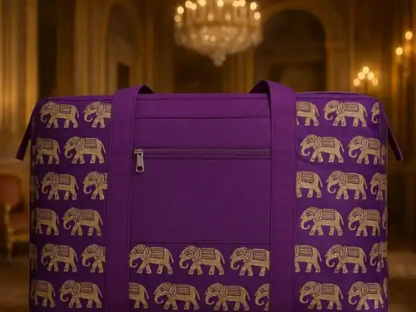 Purple Elephant Print Weekender Bag