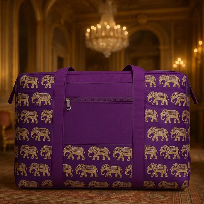 Purple Elephant Print Weekender Bag