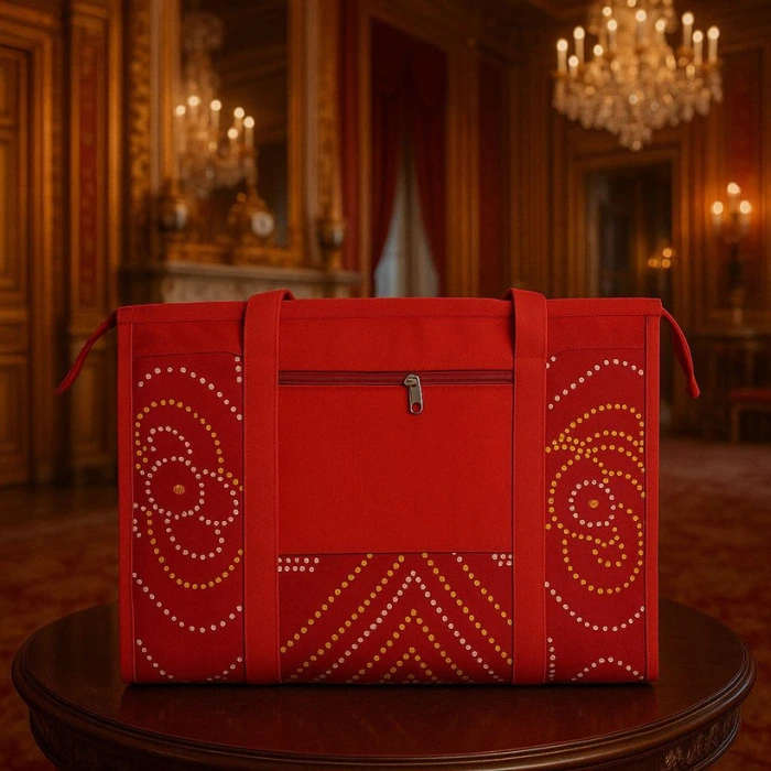 Red Bandhani Weekender Bag