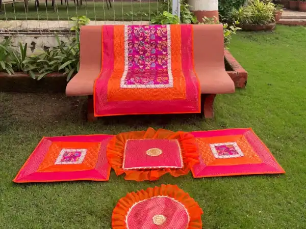 Rose Pink & Sunset Orange Runner Aasan Combo Set of 3