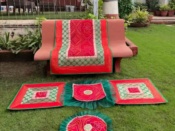 Ruby Red & Bottle Green Runner Aasan Combo Set of 3