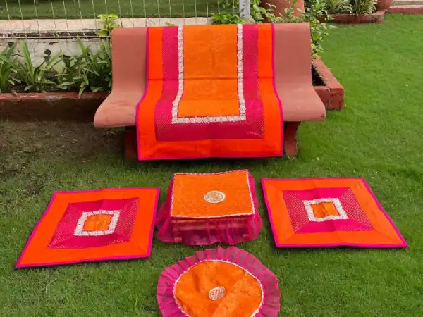 Peach Orange & Pink Runner Aasan Combo Set of 3