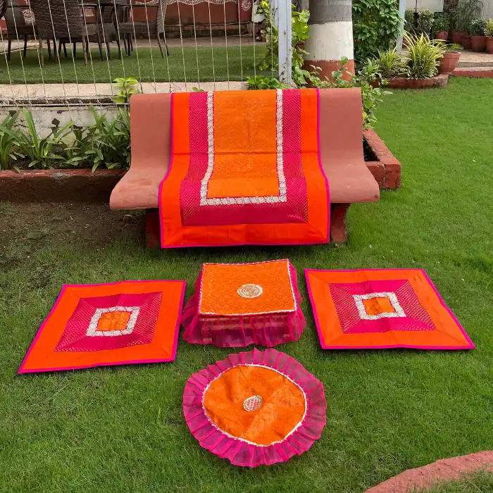 Peach Orange & Pink Runner Aasan Combo Set of 3
