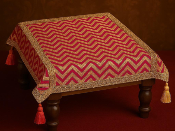 Red & Gold Heavy Chowki Cover