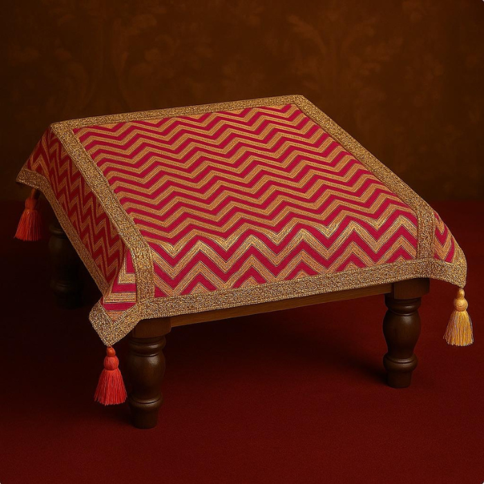 Red & Gold Heavy Chowki Cover