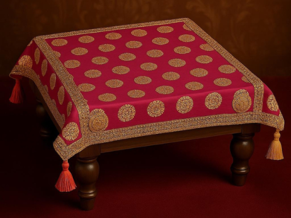 Pink & Gold Heavy Chowki Cover