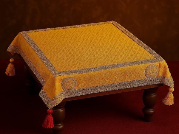 Mustard Yellow & Gold Heavy Chowki Cover