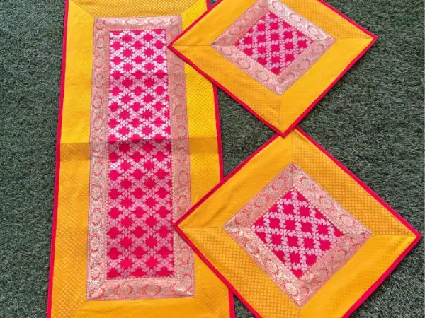 Pink & Yellow Runner Aasan Set