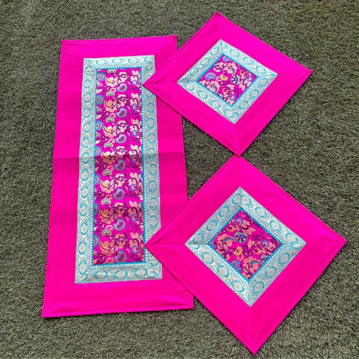 Hot Pink & Sky Blue Runner Aasan Set