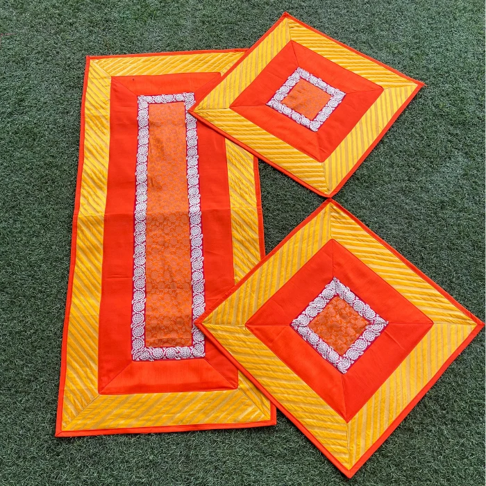 Orange & Yellow Runner Aasan Set