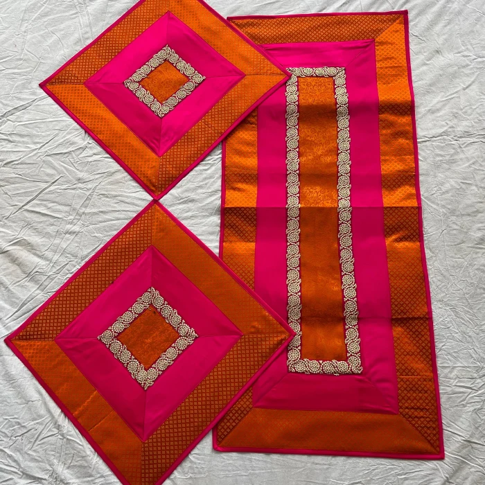 Pink & Orange Runner Aasan Set